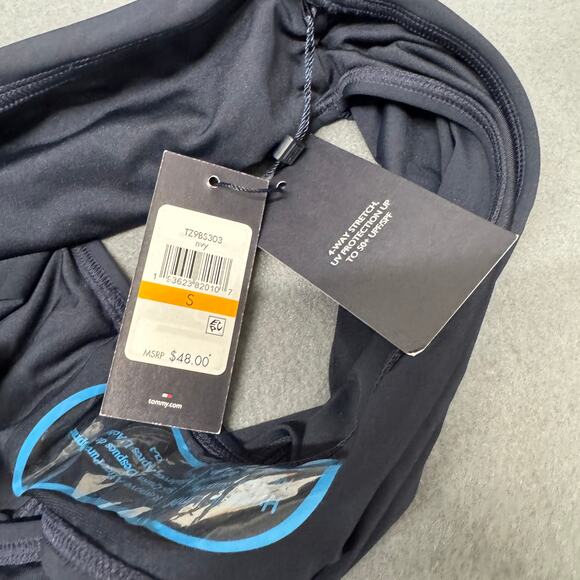 Tommy Hilfiger Bikini Bottom Womens Small Blue Fold Over Hipster UPF 50+ NEW $48 - Picture 5 of 8